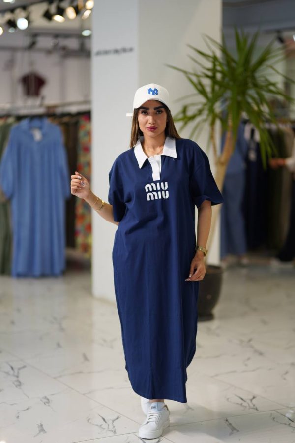 پیراهن ماکسی یقه دار _ MIU MIU - Image 2