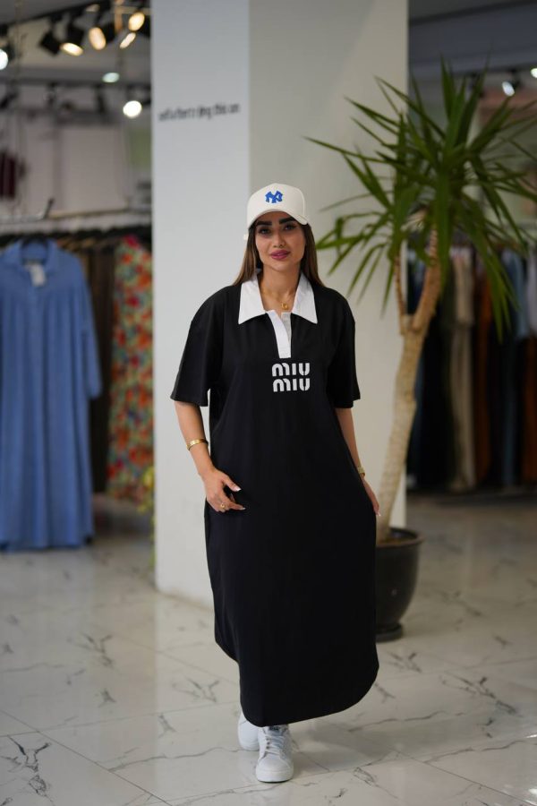 پیراهن ماکسی یقه دار _ MIU MIU - Image 4